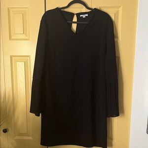 H by Halston Blacked Dress with Pleated Bell Sleeves